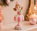 Voir la slide Figurine fillette polyrésine robe rose blanche cupcake menthe socle rayé L10 x l10 x H25cm