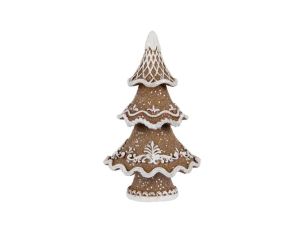 Arbre de Noël pain d'épices brun blanc à pois rouges H11cm