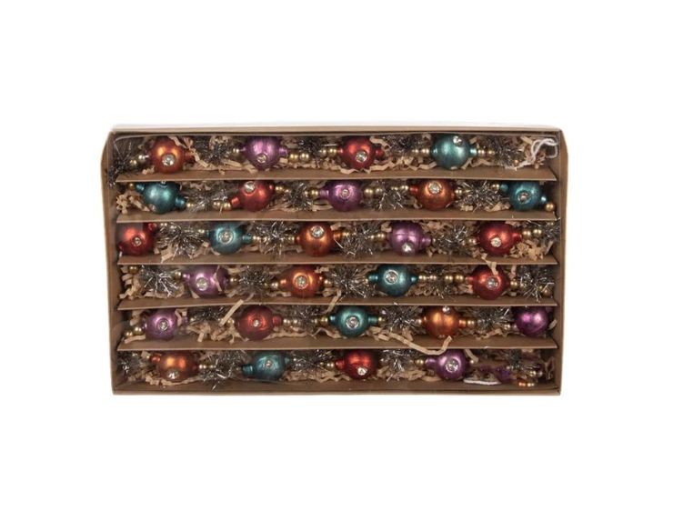 Guirlande de Noël perles verre turquoise rose orange doré 180cm