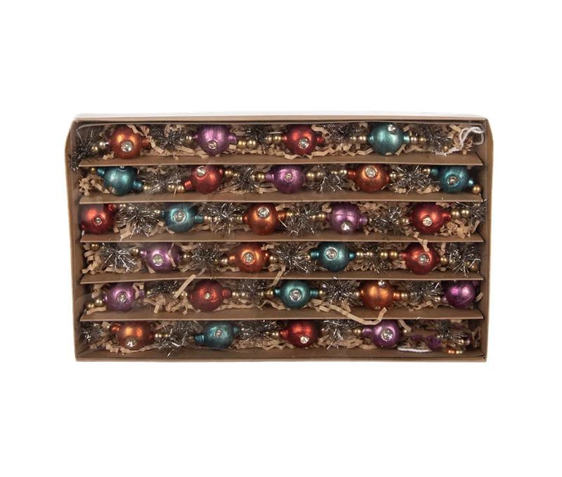Guirlande de Noël perles verre turquoise rose orange doré 180cm