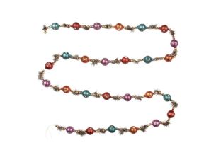Guirlande de Noël perles verre turquoise rose orange doré 180cm