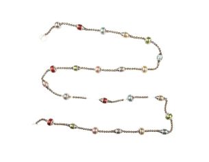 Guirlande de Noël perles argentées rouge vert rose doré verre 180cm