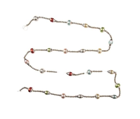 Guirlande de Noël perles argentées rouge vert rose doré verre 180cm