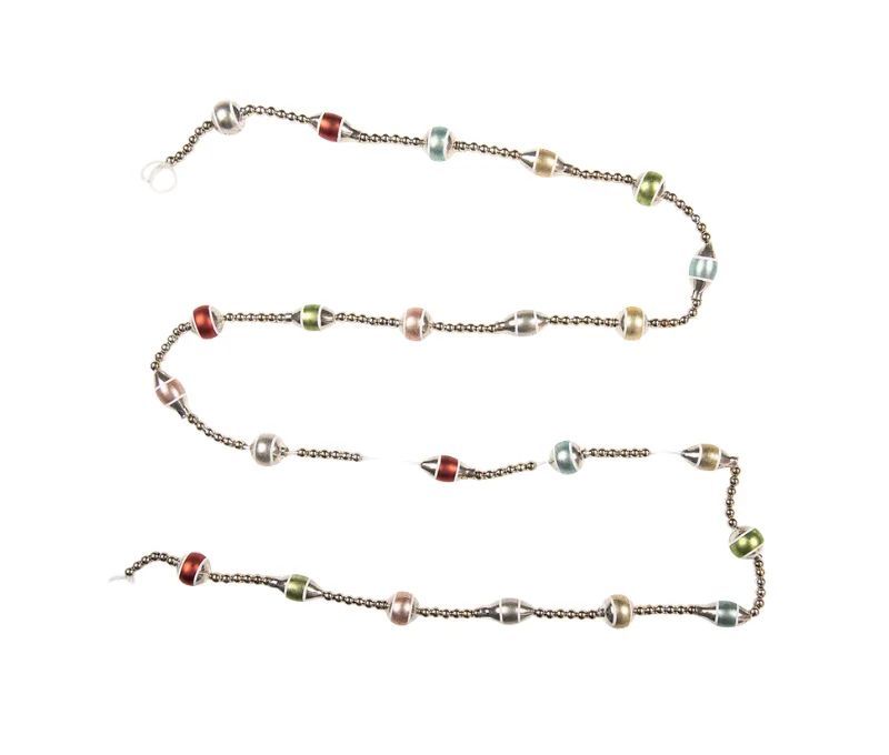 Guirlande de Noël perles argentées rouge vert rose doré verre 180cm