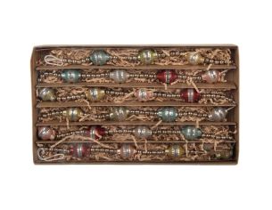 Guirlande de Noël perles argentées facettées rouge doré rose verre 180cm