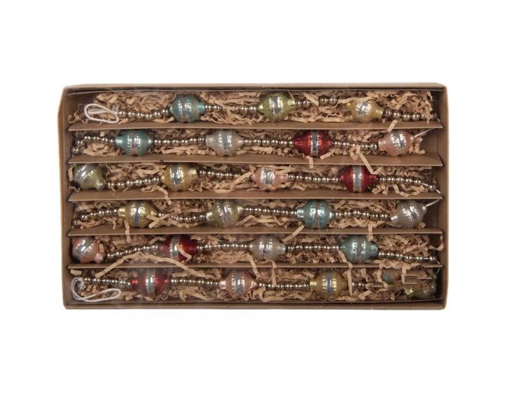 Guirlande de Noël perles argentées facettées rouge doré rose verre 180cm