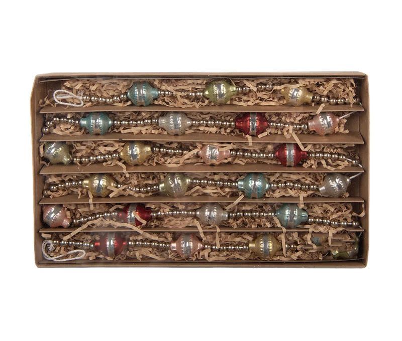 Guirlande de Noël perles argentées facettées rouge doré rose verre 180cm