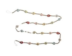 Guirlande de Noël perles argentées facettées rouge doré rose verre 180cm