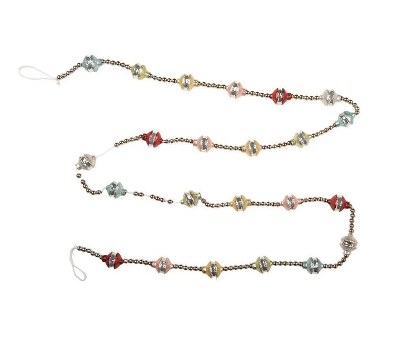 Guirlande de Noël perles argentées facettées rouge doré rose verre 180cm