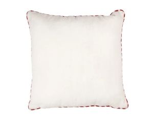 Coussin blanc passepoil rouge doré casse-noisettes brodés soldats Noël 40x40cm