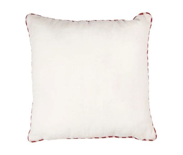 Coussin blanc passepoil rouge doré casse-noisettes brodés soldats Noël 40x40cm