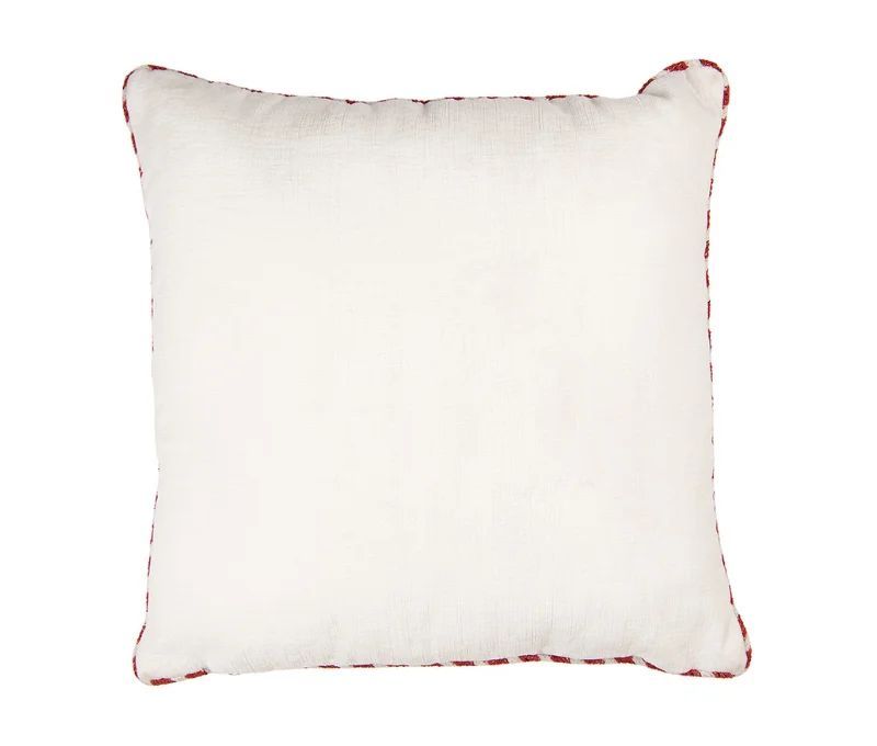 Coussin blanc passepoil rouge doré casse-noisettes brodés soldats Noël 40x40cm