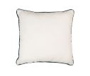 Voir la slide Coussin blanc bordure verte sapins rennes houx flocons sucres d'orge brodés 40x40cm