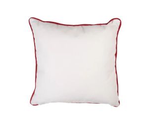 Coussin blanc passepoil rouge sapins verts treillis nœuds rouges strass 40x40cm