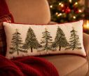 Voir la slide Coussin brodé sapins de Noël perles rouge blanc liseré pompons 70cm