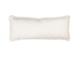 Coussin brodé 5 sapins de Noël variés liseré festonné blanc 70cm