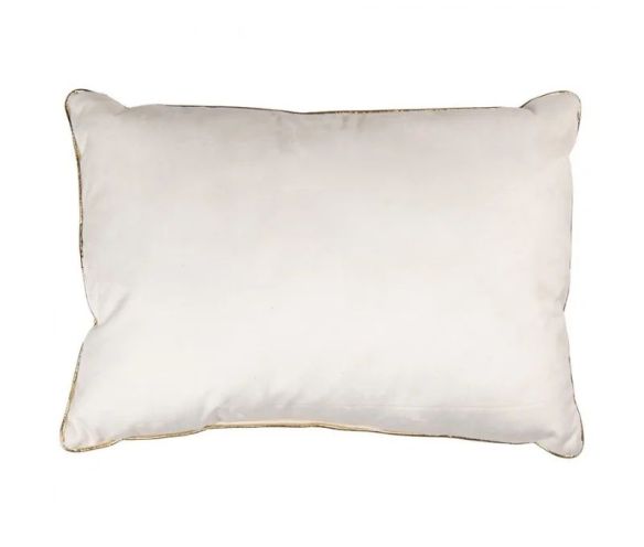 Coussin brodé 3 sapins de Noël fond treillis doré argenté 50cm