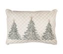 Voir la slide Coussin brodé 3 sapins de Noël fond treillis doré argenté 50cm