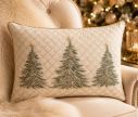 Voir la slide Coussin brodé 3 sapins de Noël fond treillis doré argenté 50cm