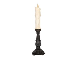 Bougie fantôme LED visage effrayant socle noir baroque Ø11cm H44cm