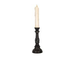 Bougie fantôme LED visage triste socle noir baroque Ø11cm H52cm