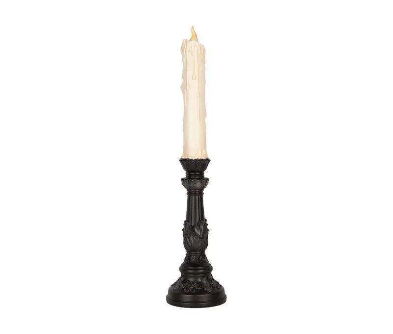 Bougie fantôme LED visage triste socle noir baroque Ø11cm H52cm