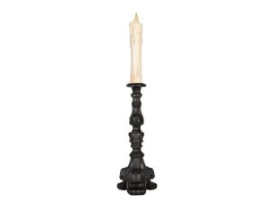 Bougie fantôme LED visage triste socle noir baroque H63cm