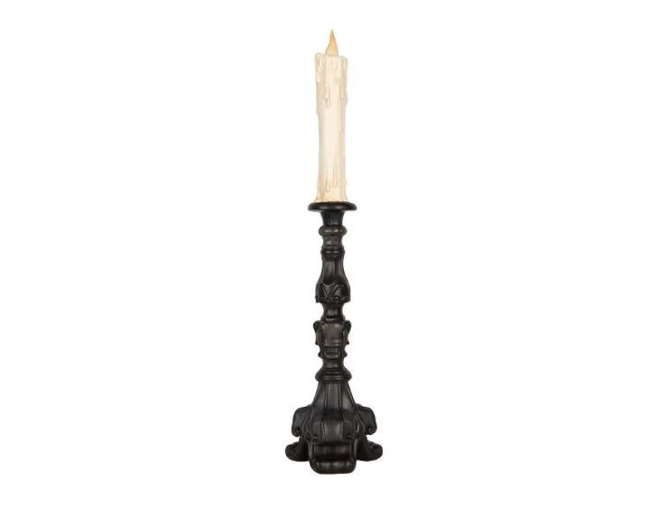 Bougie fantôme LED visage triste socle noir baroque H63cm