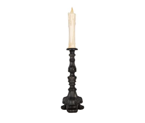 Bougie fantôme LED visage triste socle noir baroque H63cm