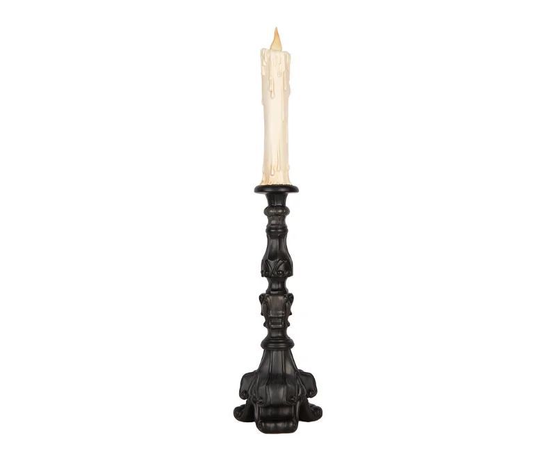 Bougie fantôme LED visage triste socle noir baroque H63cm
