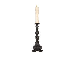 Bougie fantôme LED visage triste socle noir baroque H63cm