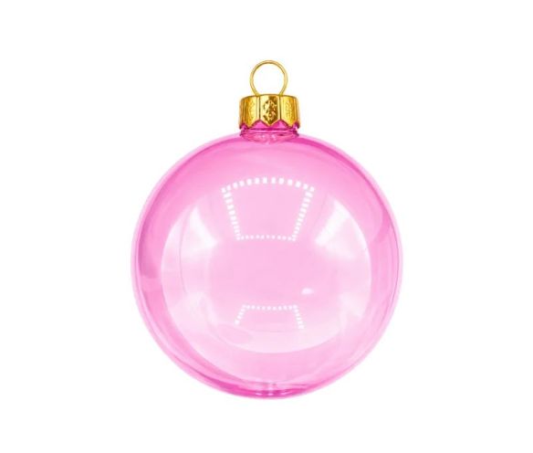 Boule de Noël verre transparent rose fuchsia Ø8cm