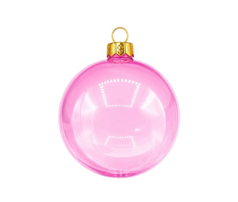 Boule de Noël verre transparent rose fuchsia Ø8cm