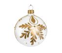 Voir la slide Boule de Noël verre blanc brillant motif feuillage doré pendentif pailleté pois dorés Ø8cm