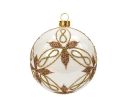 Voir la slide Boule de Noël verre blanc brillant motif arabesque doré pailleté feuilles étoiles Ø8cm