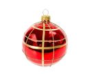 Voir la slide Décoration Noël boule en verre rouge brillante motif quadrillage doré pailleté Ø8cm