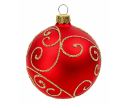 Voir la slide Décoration Noël boule en verre rouge mate motif arabesque dorée pailletée Ø10cm