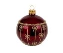 Voir la slide Décoration Noël boule en verre bordeaux brillante motif nœuds perles dorées Ø8cm