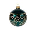 Voir la slide Décoration Noël boule en verre émeraude brillante motif arabesque dorée Ø8cm
