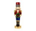 Voir la slide Décoration de Noël figurine casse-noisette en verre soufflé uniforme rouge bleu doré couronne de Noël verte socle doré H30cm