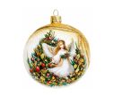 Voir la slide Décoration Noël boule en verre dorée pailletée motif ange scène de sapin de Noël Ø10cm