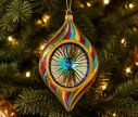 Voir la slide Suspension de Noël en verre goutte tricolore doré turquoise magenta rayures torsadées H17cm
