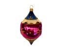 Voir la slide Suspension de Noël en verre goutte bleu magenta doré motifs floraux réflecteur central facetté turquoise rouge H12cm