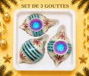Voir la slide Coffret 3 gouttes de Noël verre soufflé peint à la main blanc fleurs  Ø7cm H10cm
