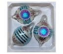 Voir la slide Coffret 3 gouttes de Noël verre soufflé peint à la main blanc fleurs  Ø7cm H10cm
