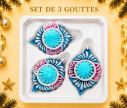 Voir la slide Coffret 3 gouttes de Noël verre soufflé peint à la main turquoise fuchsia rayons pailletés Givré Ø7cm H10cm