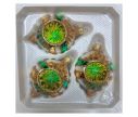 Voir la slide Coffret 3 gouttes de Noël verre soufflé peint à la main blanc rayures vertes et dorées l Ø7cm H10cm