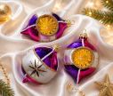 Voir la slide Coffret 3 gouttes de Noël verre soufflé peint à la main deux gouttes violet fuchsia 7cm