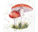 Voir la slide Serviettes 33x33cm motif champignons amanites tue-mouches rouges pois blancs herbe fond blanc aquarelle