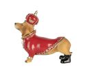 Voir la slide Décoration de Noël en plastique chien teckel costume rouge et or façon casse-noisette couronne bottes noires H19cm